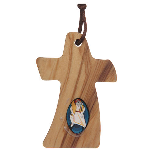 STOCK Jubilee of Mercy olive wood pendant with cord and logo 5x3 cm 2