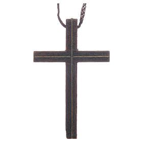 Wooden cross with gold marquetry and cord 8 cm