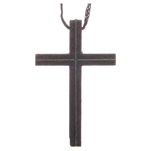 Croix bois marqueterie dorée cordon 8 cm 1