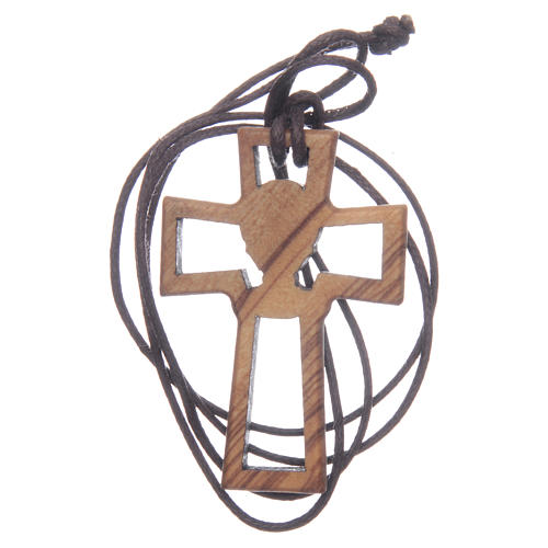 Kreuz aus Olivenbaumholz durchbrochen gearbeitet mit Kelchmotiv 5 cm 2