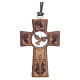 Kreuz aus Olivenbaumholz mit den Symbolen von Erstkommunion und Firmung 5 cm s1