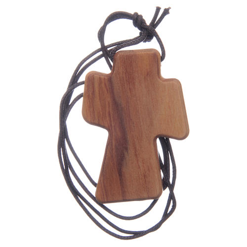 Olive wood cross with Holy Spirit in relief 5 cm 2