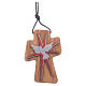 Olive wood cross with Holy Spirit in relief 5 cm s1