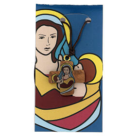 Kreuzanhänger, Gottesmutter mit dem Kind, Olivenholz, 3 cm