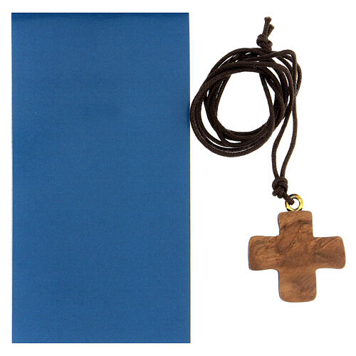 Cruz olivo con Virgen y Niño 3 cm 2