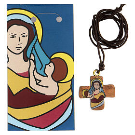 Croce ulivo con Madonna e Bambino 3 cm
