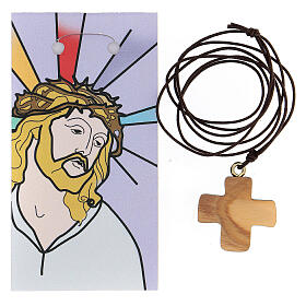 Croix olivier impression visage Jésus 3 cm