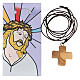 Krzyżyk drewno oliwne nadruk Oblicze Jezusa 3 cm s3
