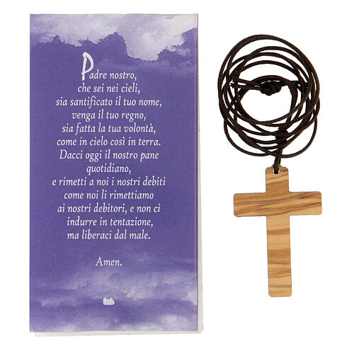 Croce con Gesù Crocifisso stampato legno d'ulivo 4.5 cm 3