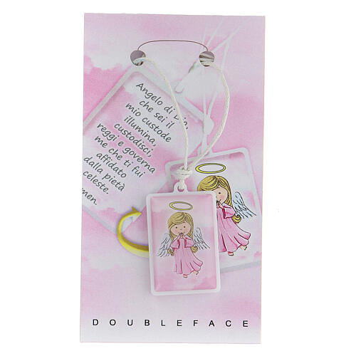 Pink guardian angel pendant in plexiglass and prayer 2.5 cm 1