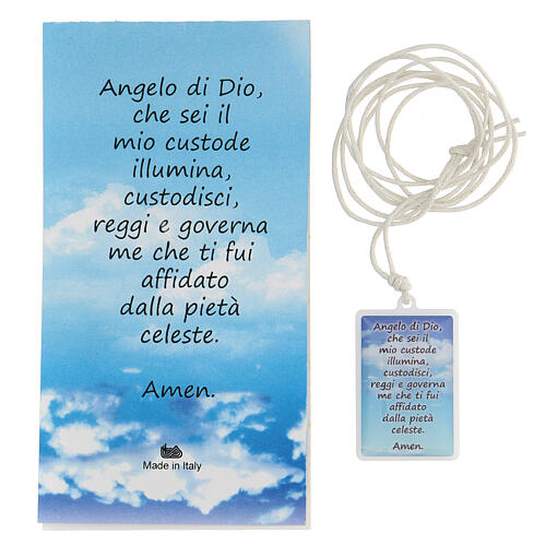 Angel of God plexiglass pendant with blue background 3 cm 3