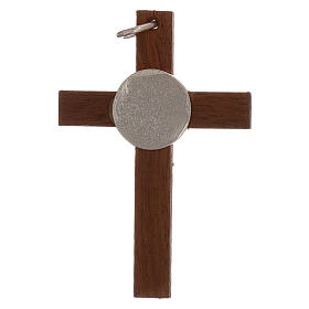 Wood cross with 925 silver body of Christ, 4 cm