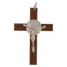 Croce in legno e corpo Cristo 4 cm argento 925