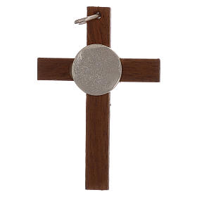 Croce in legno e corpo Cristo 4 cm argento 925