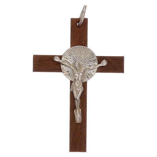 Wooden cross with body of Christ 4 cm in 925 silver 1