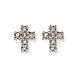 Amen stud earrings with cross, 925 silver and zircons s1