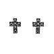 Amen stud earrings with cross, 925 silver and black zircons s1