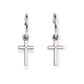 Amen drop earrings with small crucifix, 925 silver