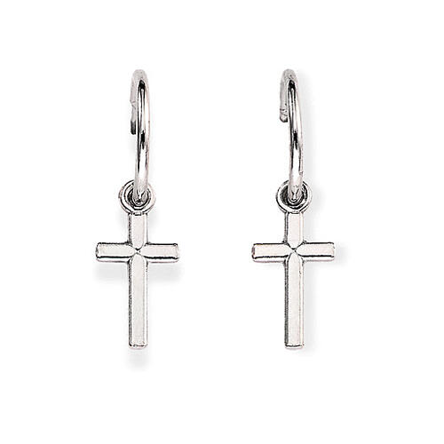 Amen Silver pendant earrings I love crucifix, small size 1