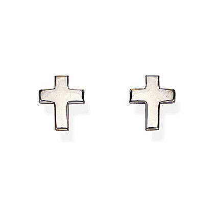 Amen stud earrings with silver cross 1