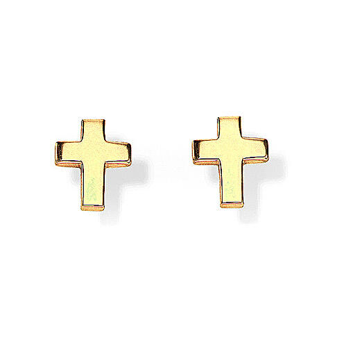 Amen stud earrings with gold plated 925 silver cross 1