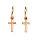 Amen drop earrings with small crucifix, 925 silver in copper finish s1