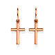 Amen drop earrings with big crucifix, 925 silver in copper finish s1