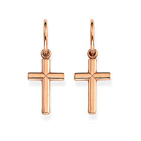Cross dangle earrings Amen rosé love crucifix large size