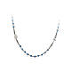 Amen silver necklace with blue beads and Miraculous Mary cross s1