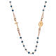 Amen necklace with blue crystals, cross and Pope Francis medal, 925 silver in copper finish. s2