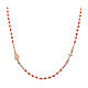 Amen rosé necklace with peach-pink beads and Miraculous Mary cross s1