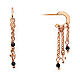 Amen huggie earrings with cross and black bead pendants, 925 silver in copper finish s1