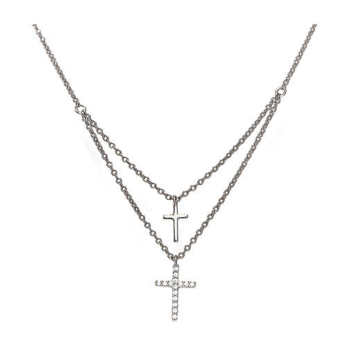 Amen silver necklace with double cross pendant 1