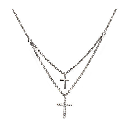 Collier Amen argent 925 double pendentif crucifix 1