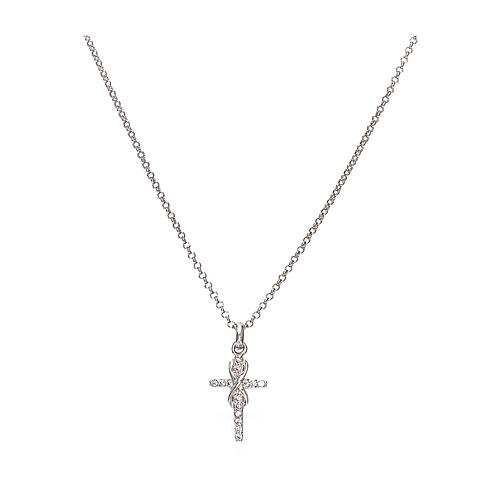 Collier Amen argent 925 crucifix de zircons avec symbole infini 1