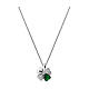 Amen necklace with four-leaf clover, 925 silver, white and green zircons s1