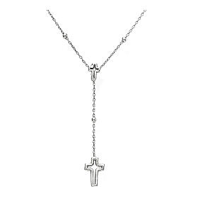 Collar Amen plata simil rosario cruces vacías