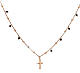 Amen choker with black beads and crucifix, 925 silver in copper finish s1