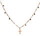 Collar Amen gargantilla rosado granos negros crucifijo s1