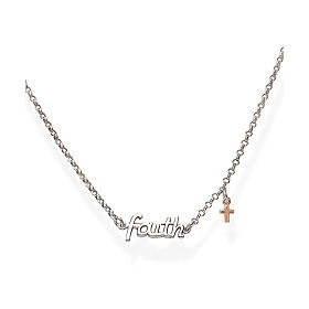 Amen necklace of 925 silver, Faith and coppery cruficix