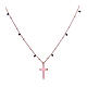 Amen necklace with crucifix, coppery finished 925 silver and black beads s1
