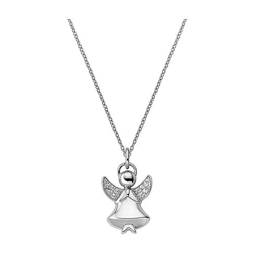 Amen necklace of 925 silver with angel-shaped pendant, wings with zircons 1