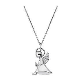 Collana Amen argento angelo di profilo ali zirconate 