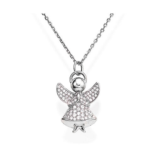 Amen necklace of 925 silver with angel-shaped pendant full of zircons 1