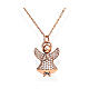 Amen necklace of 925 silver, copper finish, with angel-shaped pendant full of zircons s1