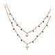 Amen double necklace with black beads, heart and crucifix, 925 silver in copper finish s1