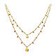 Amen double necklace with green and orange beads, star and angel, gold plated 925 silver s1