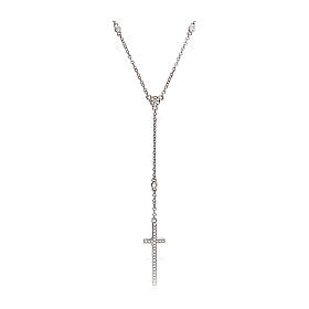 Collar rosario plata Amen crucifijo zircones