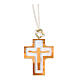 Olivewood cross with embossed body of Christ and white lanyard s1