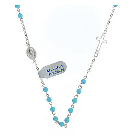 Necklace of 19 in, turquoise and 925 silver